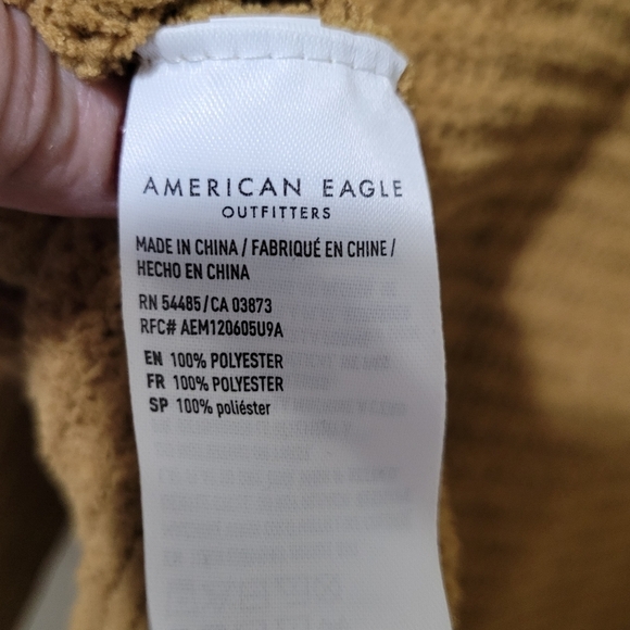 American Eagle Brown Tan Boho Cropped Ribbed Oversized Sweater Medium - Picture 9 of 11